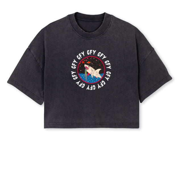 GFYAPEX Vintage Black Cropped Oversized Tee.