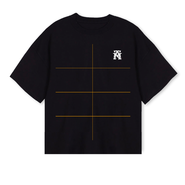AIGLENOIR  Black Oversized Boxy Tee.