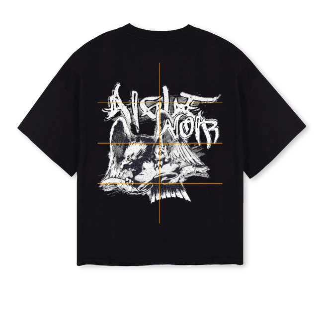 AIGLENOIR  Black Oversized Boxy Tee.