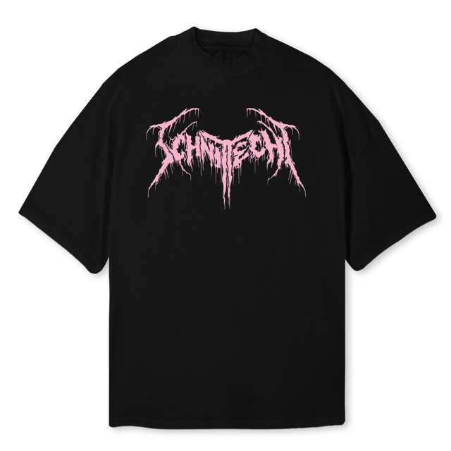 DANIEL Black Oversized Mock Neck Tee.