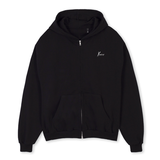 ZHDIL Black Oversized Zipped Hoodie.