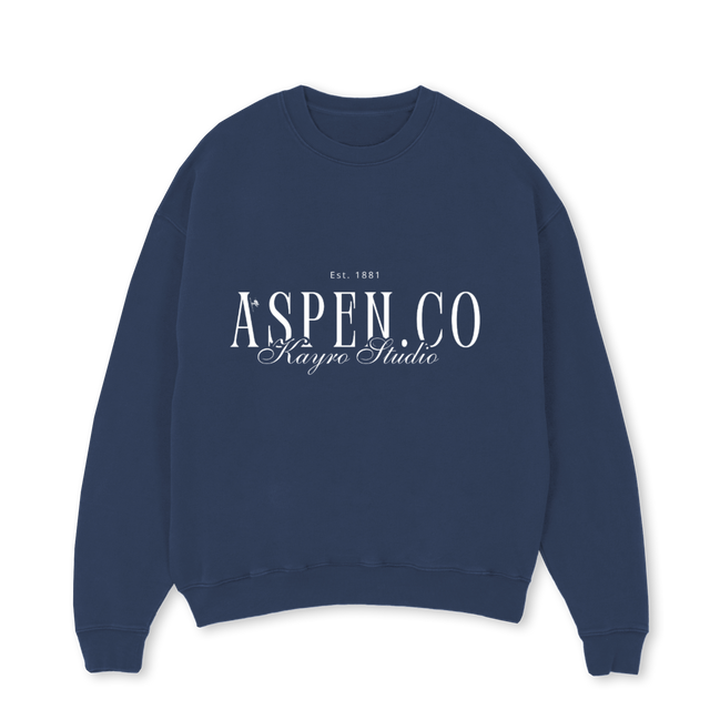 ASPENFINAL Navy Blue Oversized Crewneck Sweater.