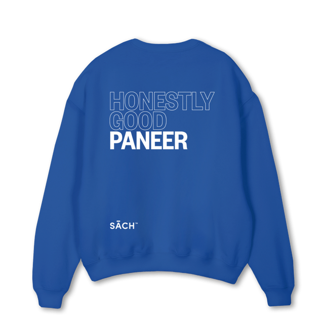 SACH HONEST Cobalt Blue Oversized Crewneck Sweater.