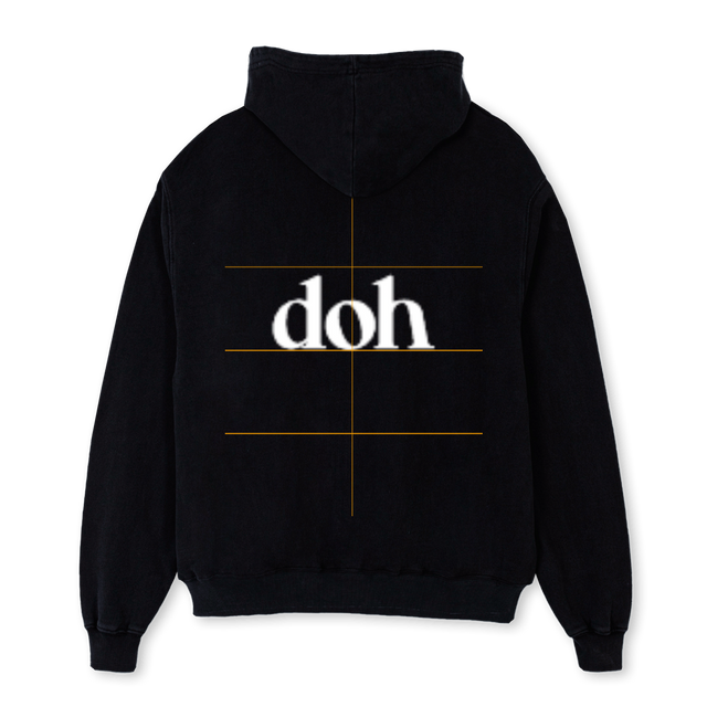 FRONT BITE BACK DOH Black Oversized Zipped Hoodie.