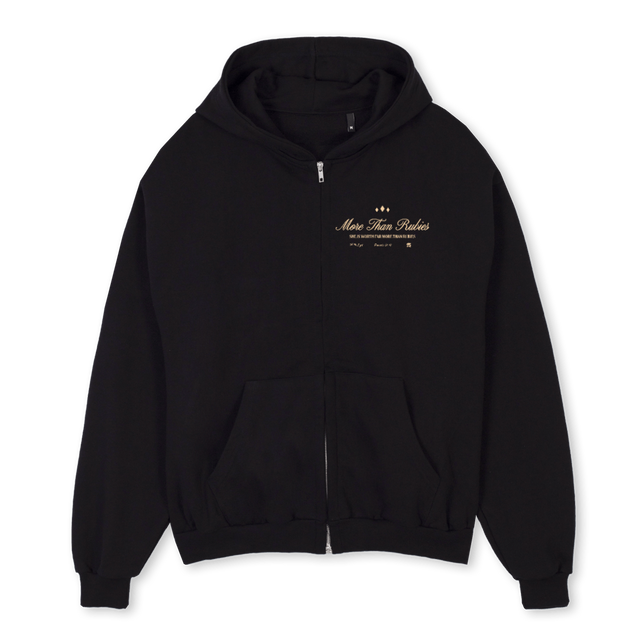 LEOSFHPV Black Oversized Zipped Hoodie.