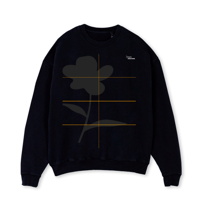 BLACKLUMACREW Black Oversized Crewneck Sweater.