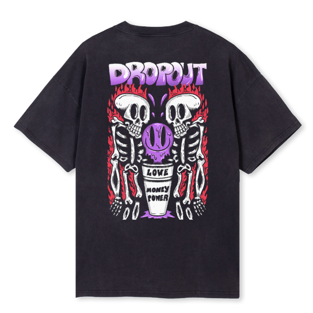 DROP PUEPLE  Vintage Black Oversized Tee.