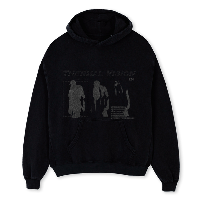 THERMALHOODIE Black Oversized Hoodie.