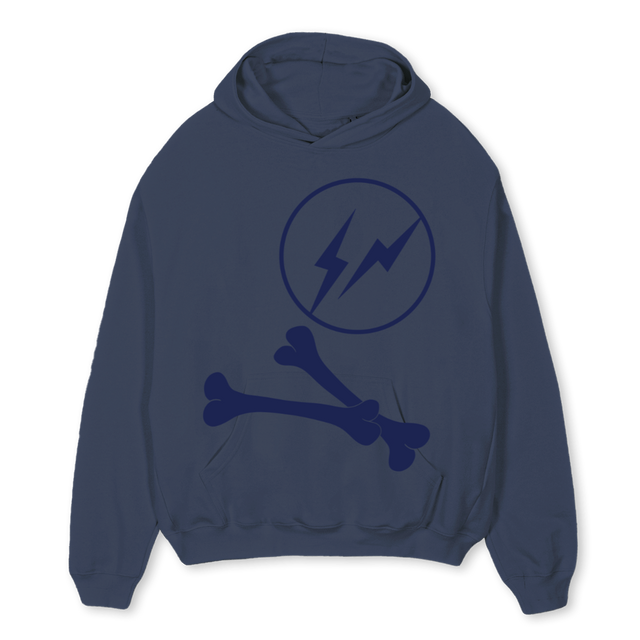 LIGHTNINGFRAG Navy Blue Oversized Hoodie.