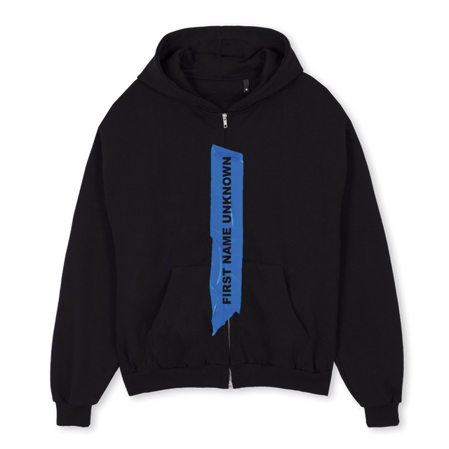 FNUTAPE Black Oversized Zipped Hoodie.