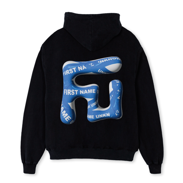 FNUTAPE Black Oversized Zipped Hoodie.