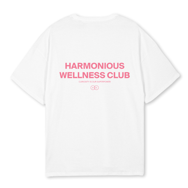 PINKWELLNESST White Oversized Tee.