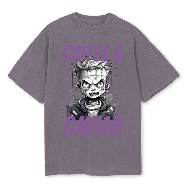 MONSTERLARGEFRONTTWO Pigment Grey Oversized Tee.