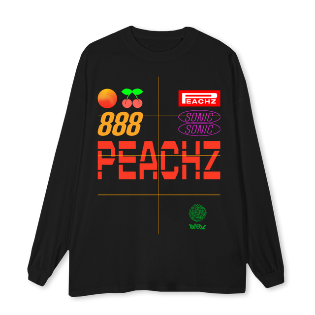 PEACHZ TEAM  Black Oversized LS Tee.