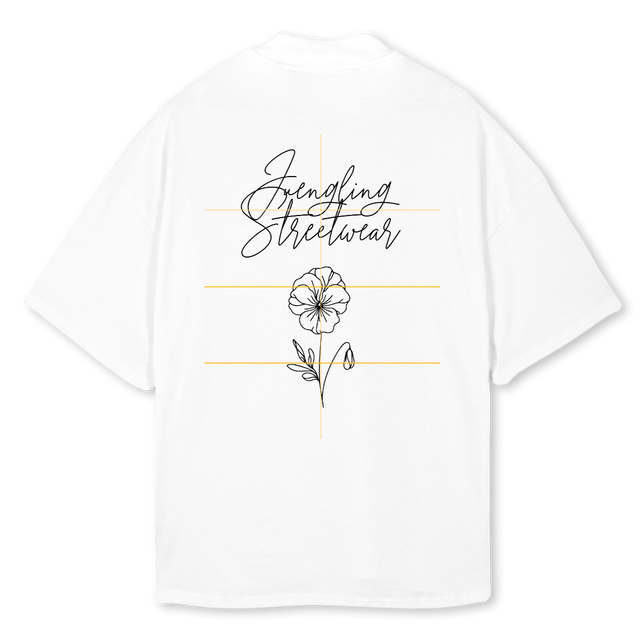 JS WEAR White Oversized Mock Neck Tee.