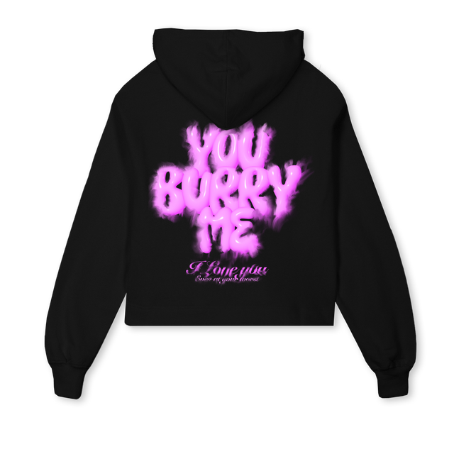 ILOVEYOU Black Cropped Hoodie.