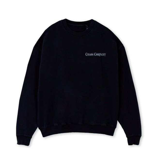 CHAOSCOMP Black Oversized Crewneck Sweater.