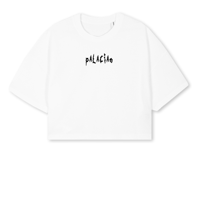 RICKCROP NOIR White Cropped Oversized Tee.