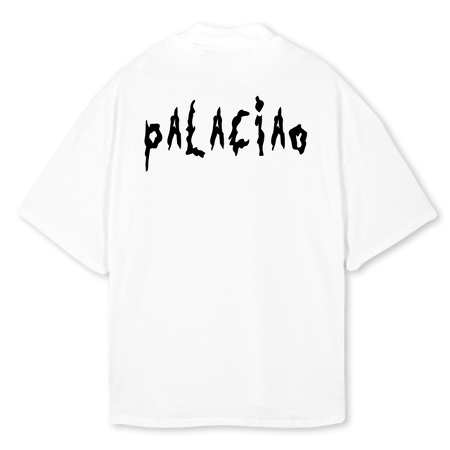 RICK ET MORTY BLANC White Oversized Mock Neck Tee.