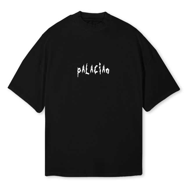 RICK ET MORTY NOIR  Black Oversized Mock Neck Tee.