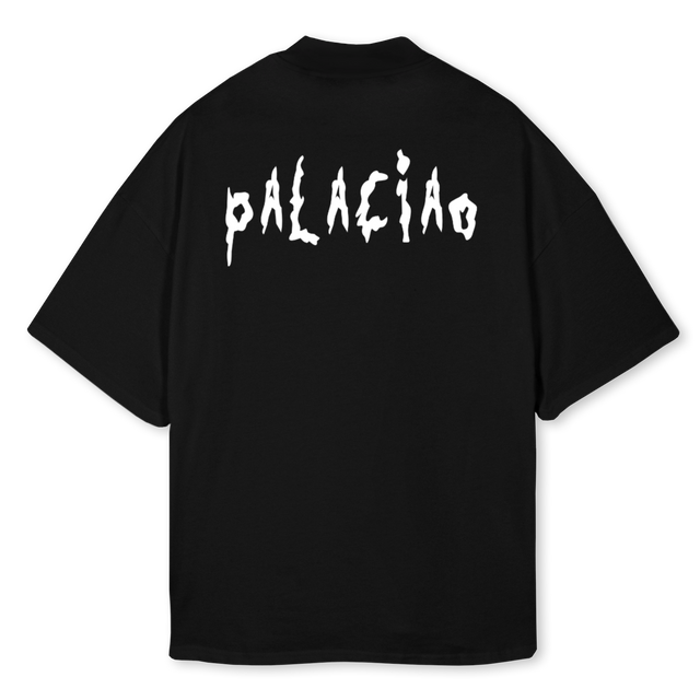 RICK ET MORTY NOIR  Black Oversized Mock Neck Tee.
