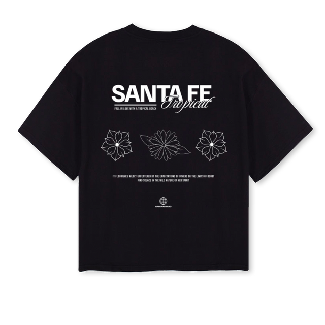 SANTA FE Black Oversized Boxy Tee.