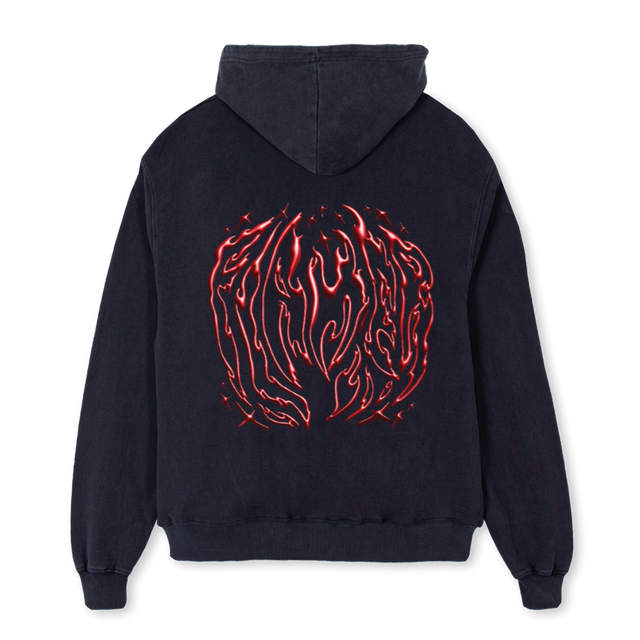 FLAMERHOODIE Vintage Black Oversized Hoodie.