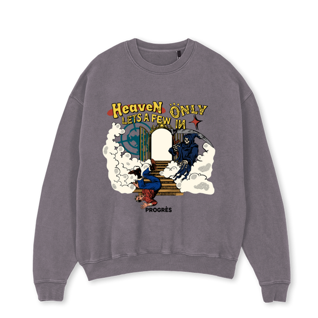 PLSHEAVENCREW Pigment Grey Oversized Crewneck Sweater.