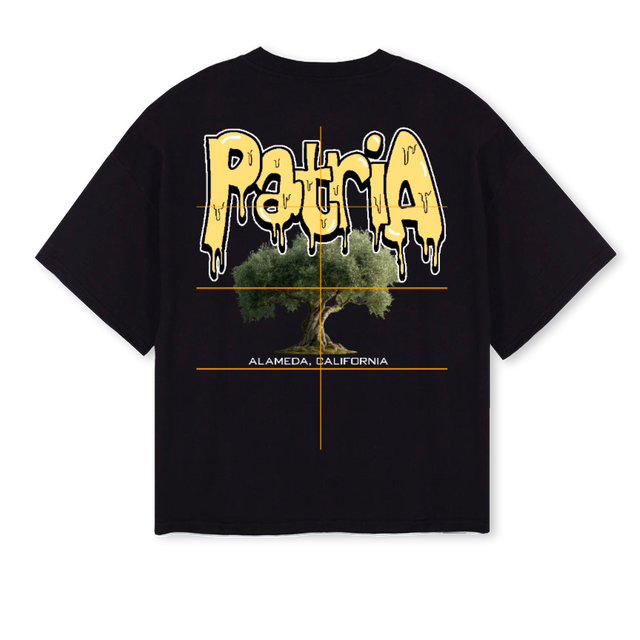 ALAMEDATREE Black Oversized Boxy Tee.
