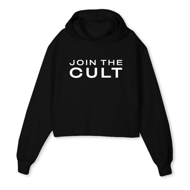 JOIN THE CULT Black Cropped Hoodie.