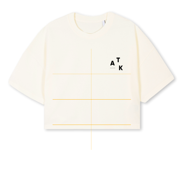 TWMNWHITE Cream Cropped Oversized Tee.