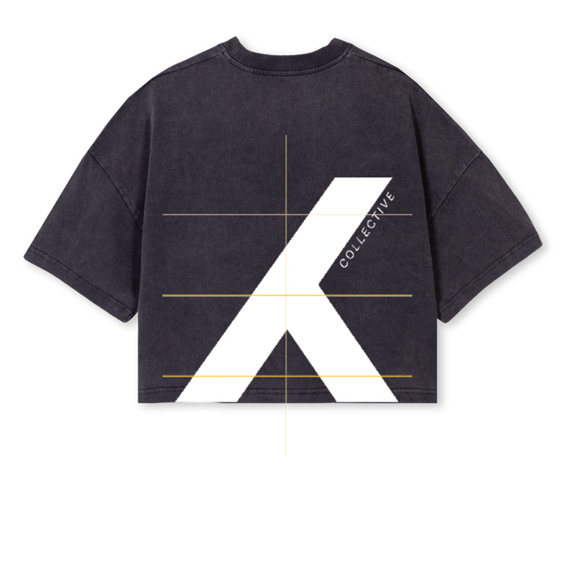 TWMNBLACK Vintage Black Cropped Oversized Tee.
