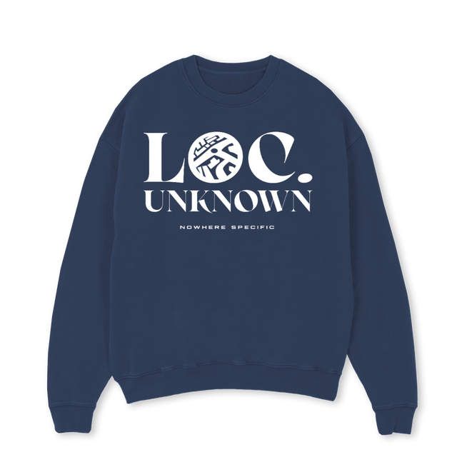 REVERSELOCUNKOS Navy Blue Oversized Crewneck Sweater.