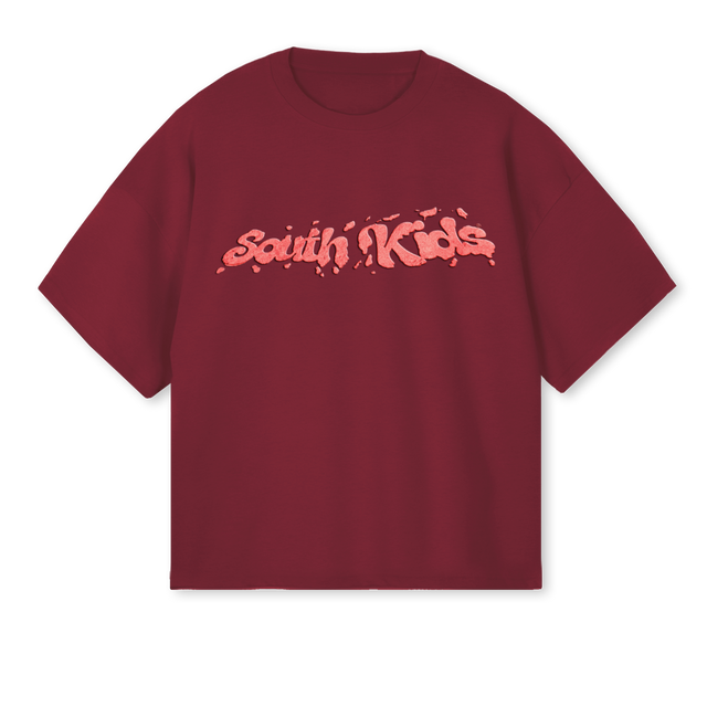 COOKIESTEEBR Burgundy Oversized Boxy Tee.