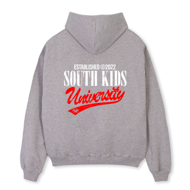 SKUNIVERSITYHOODIEGR Grey Marl Oversized Hoodie.