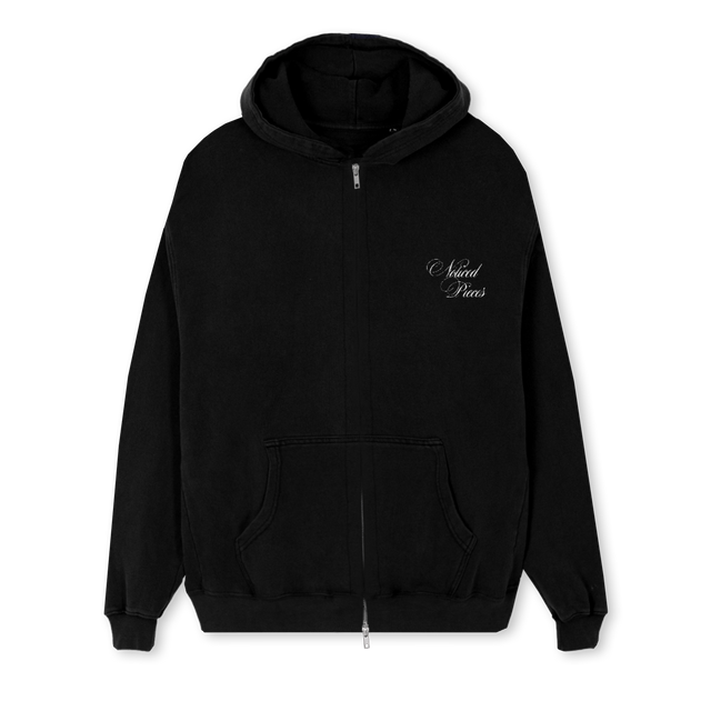 HOPLITE Black Regular Zipped Hoodie.