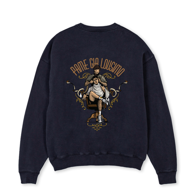 UDOMOBARBER Vintage Black Oversized Crewneck Sweater.