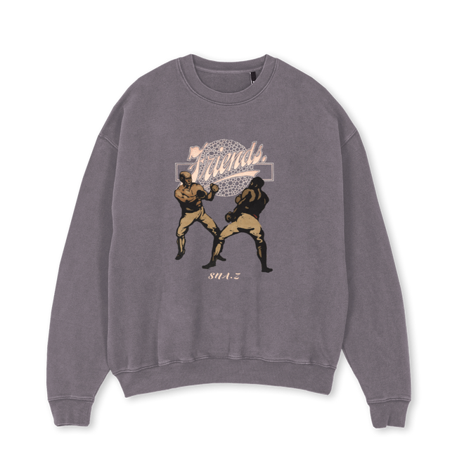 FRIENDS VERSIONTWO Pigment Grey Oversized Crewneck Sweater.