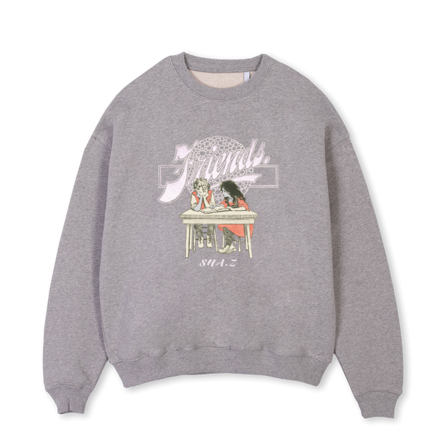FRIENDS VERSIONONE Grey Marl Oversized Crewneck Sweater.