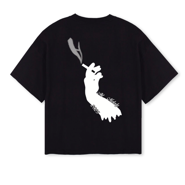 SMOKE AND NOTE OSTB Black Oversized Boxy Tee.