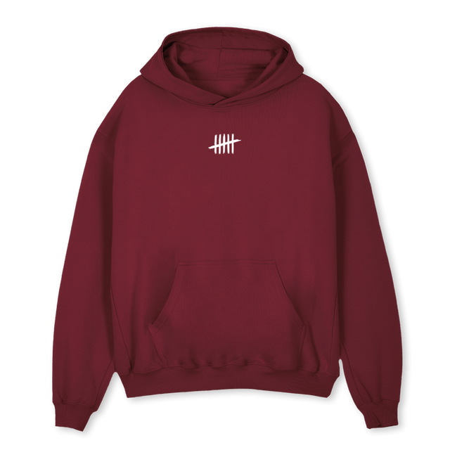 BOUNDARIES Burgundy Oversized Hoodie.