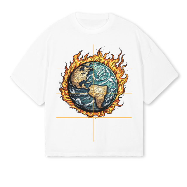 EARTH White Oversized Boxy Tee.