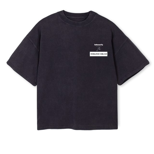 NOBLIGEVINBLCKWVINYL Vintage Black Oversized Boxy Tee.