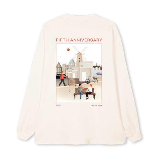 ANNIVERSARLS Vintage White Oversized LS Tee.