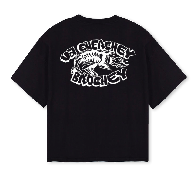 BROCHEYTEEBLACK Black Oversized Boxy Tee.