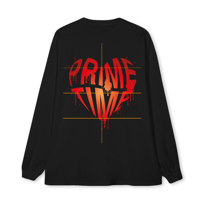 PRIMETIME LONGSLEEV  Black Oversized LS Tee.