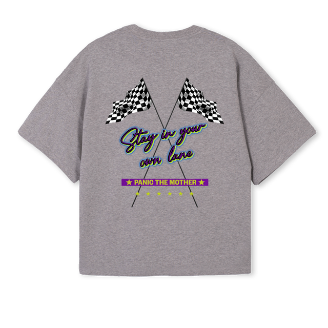 PTMRACINGTEENEW  Grey Marl Oversized Boxy Tee.