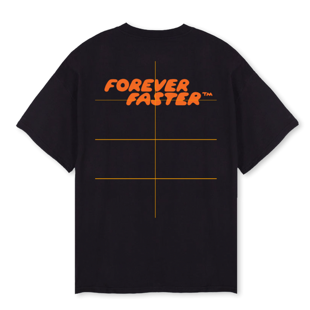 FOREVERFASTER Black Oversized Tee.