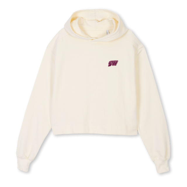SWCROPPURP Cream Cropped Hoodie.
