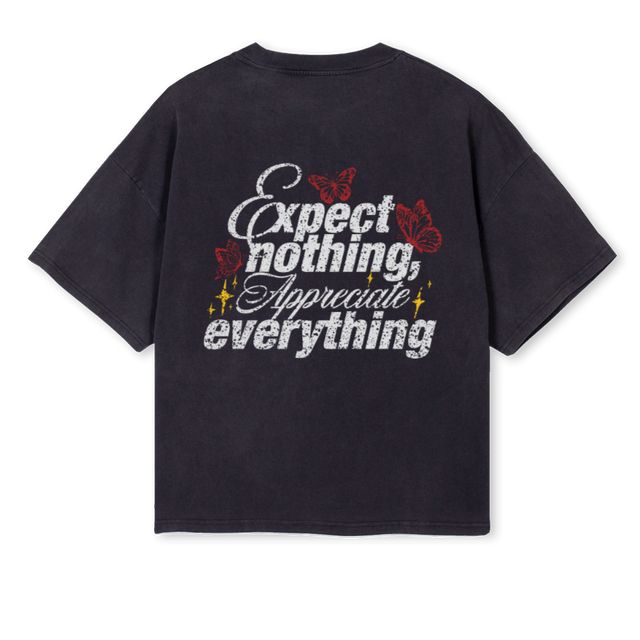 EXPECT NOTHIN Vintage Black Oversized Boxy Tee.